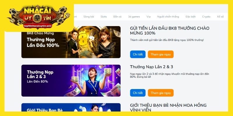 BK8 ngập tràn ưu đãi